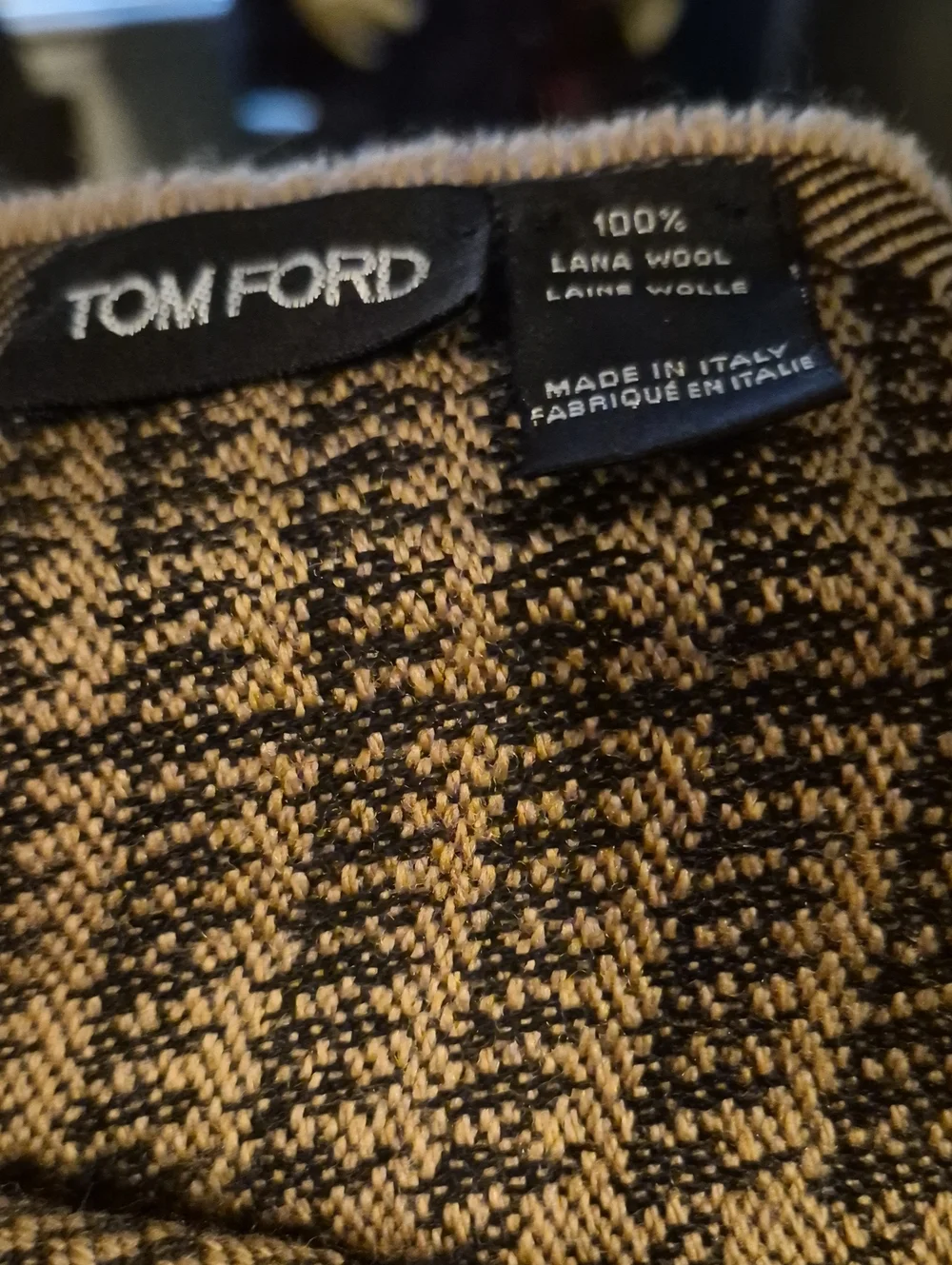 Tom Ford Plaid Wool Throw Scarf in Brown and Black